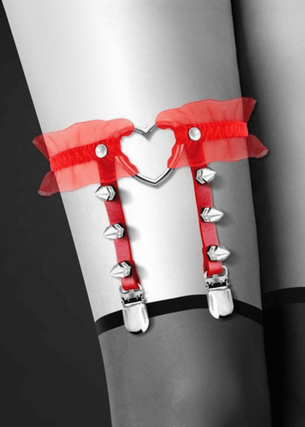 Гартер на ногу, сексуальная подвязка с сердечком Bijoux Pour Toi - WITH HEART AND SPIKES SO2223-SO-T фото