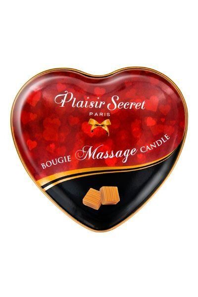 Масажна свічка ароматична сердечко Plaisirs Secrets (35 мл), Карамель