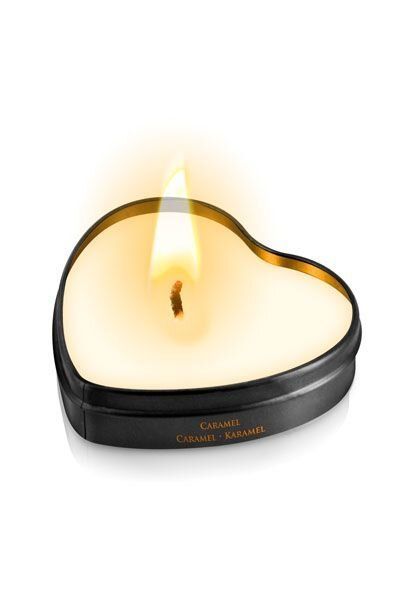 Масажна свічка ароматична сердечко Plaisirs Secrets (35 мл), Карамель