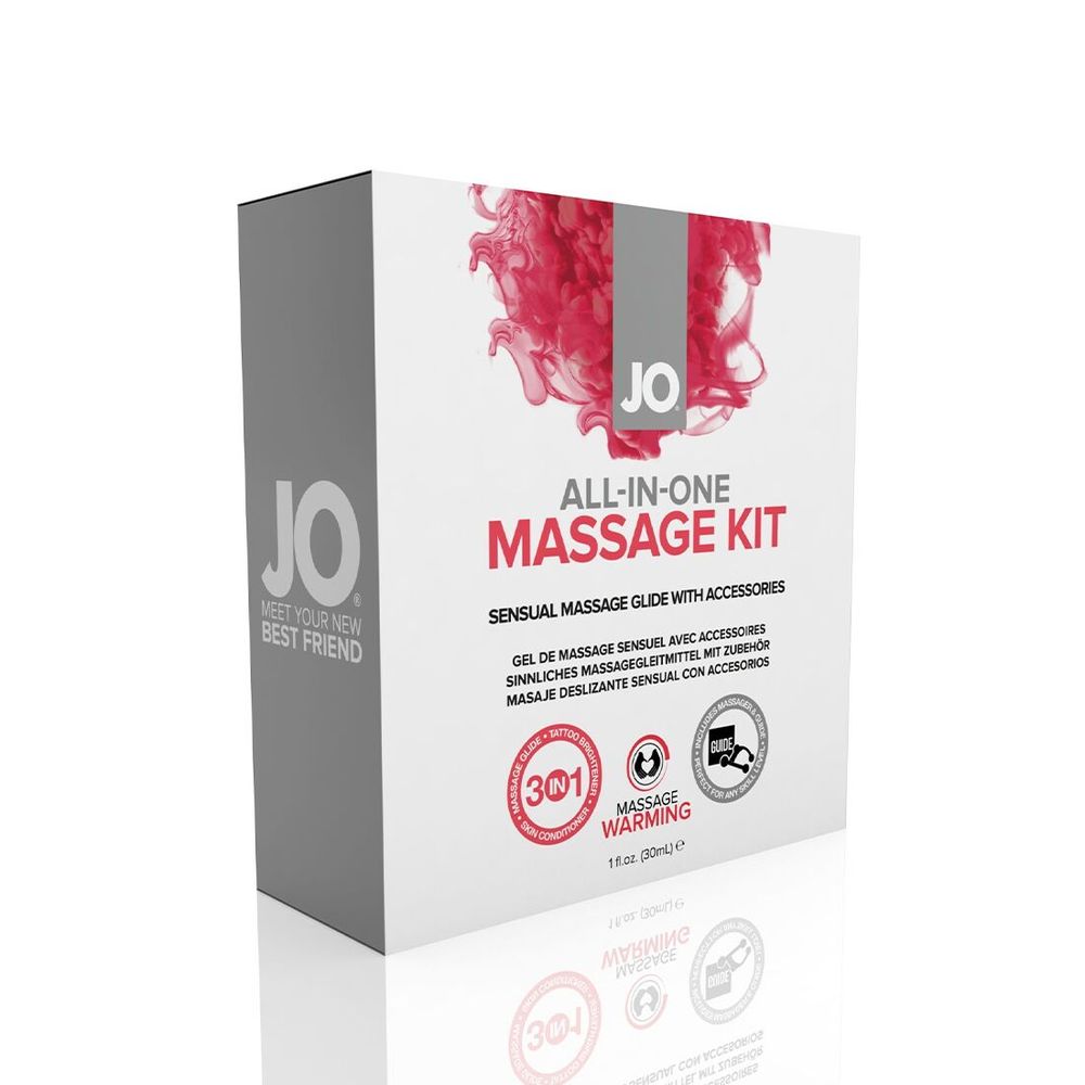 Набір для масажу System JO ALL IN ONE MASSAGE GIFT SET: розігрівальний гель, масажер і свічка SO1517-SO-T фото