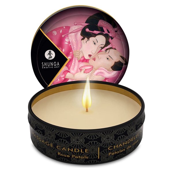 Массажная свеча с афродизиаками Shunga Mini Massage Candle (30 мл), Rose Petals