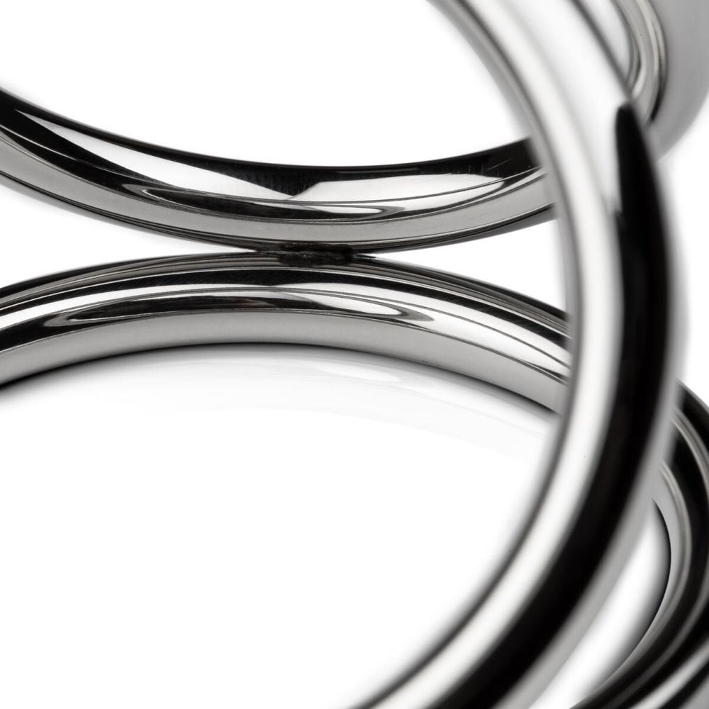 Тройное эрекционное кольцо Sinner Gear Unbendable - Triad Chamber Metal Cock and Ball Ring - Large SO4617 фото