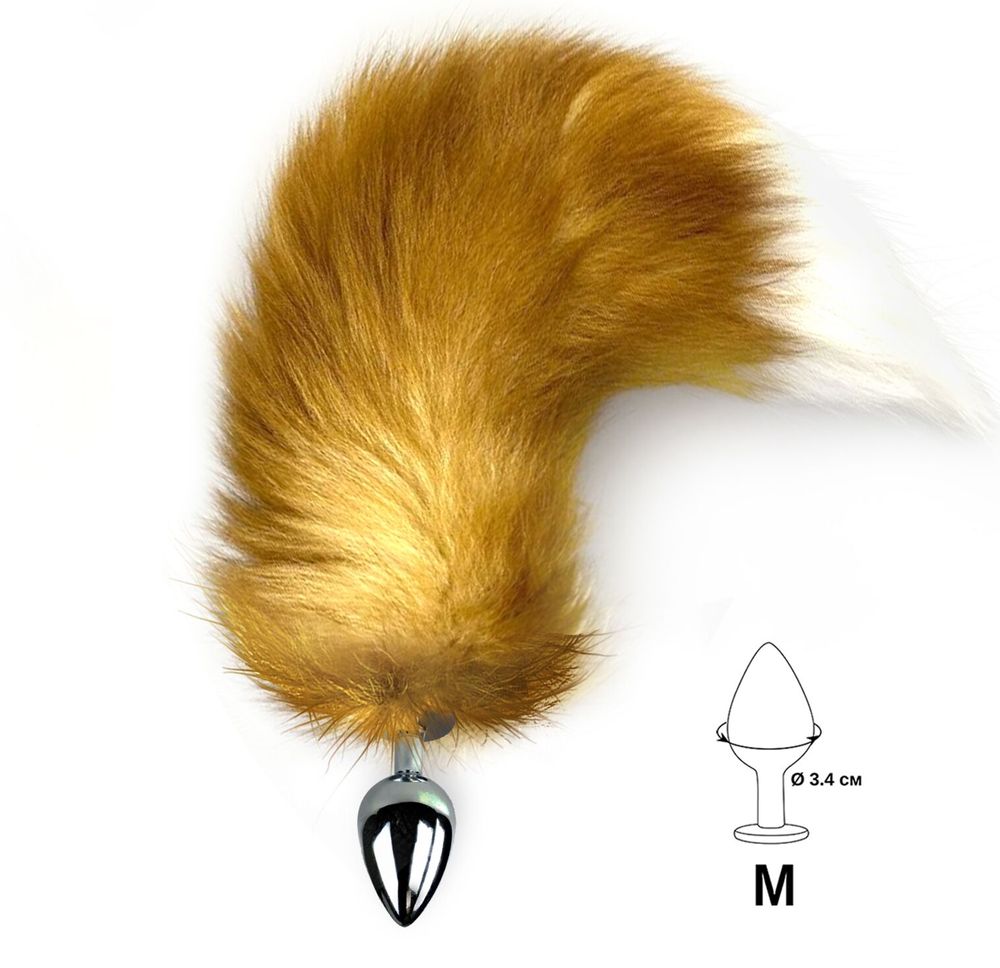 Металева анальна пробка з хвостом із натурального хутра Art of Sex size M Foxy fox SO6185 фото