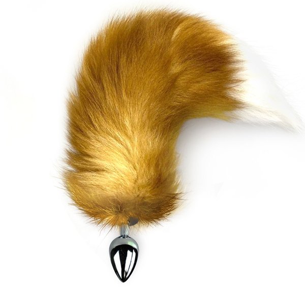 Металева анальна пробка з хвостом із натурального хутра Art of Sex size M Foxy fox SO6185 фото