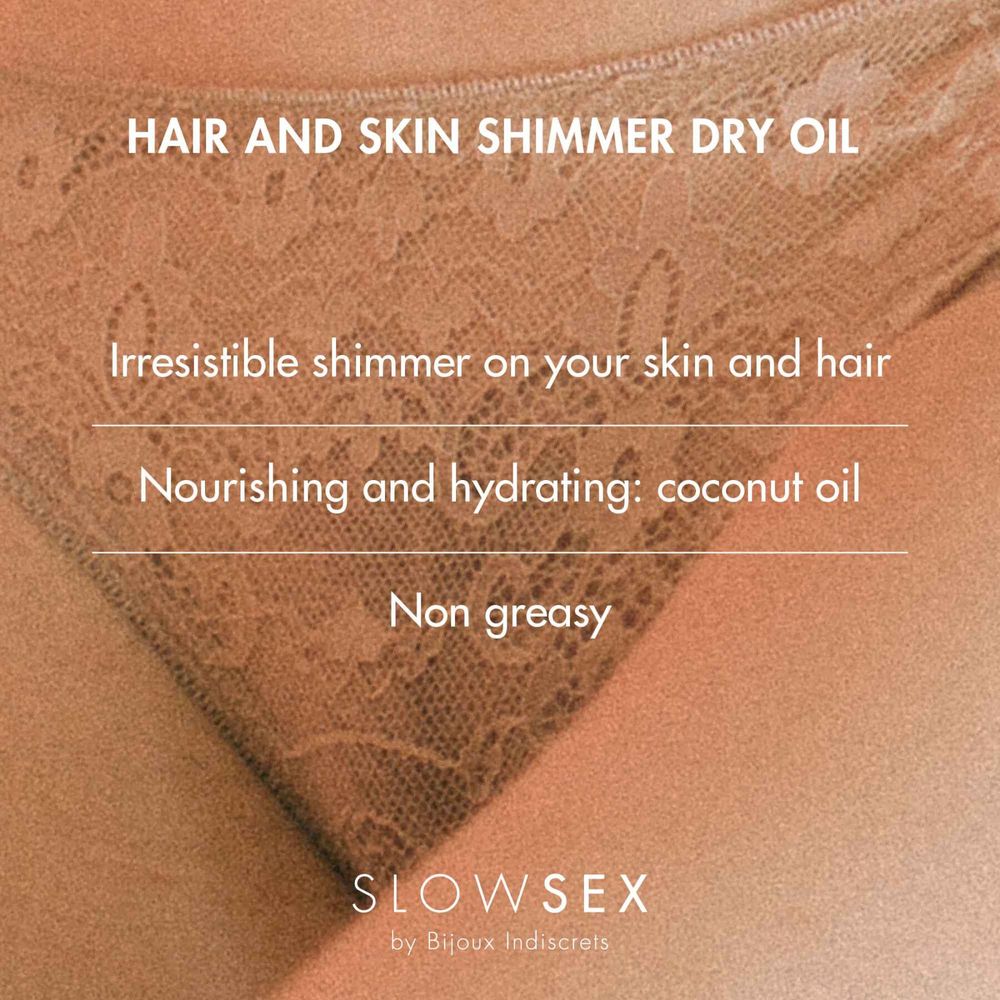 Суха олія-шимер для волосся та тіла Bijoux Indiscrets Slow Sex Hair and skin shimmer dry oil SO5899-SO-T фото