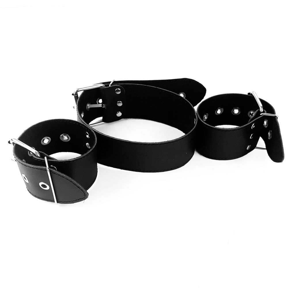 Нашийник з наручниками з натуральної шкіри Art of Sex - Bondage Collar with Handcuffs SO6618-SO-T фото