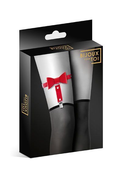 Сексуальная подвязка-гартер с бантиком из экокожи на ногу Bijoux Pour Toi - WITH BOW SO2220-SO-T фото