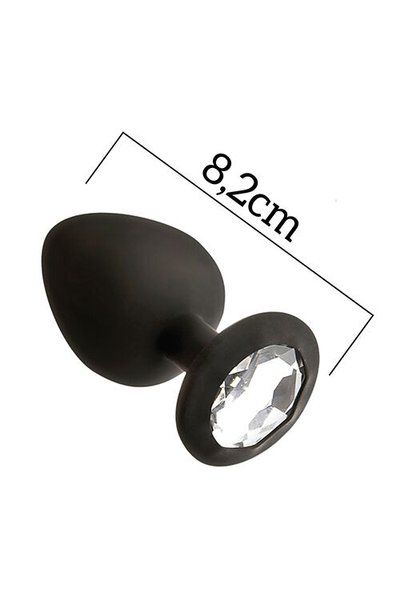Анальна пробка з кристалом MAI Attraction Toys №48 Black, довжина 8,2см, діаметр 3,5 см SO4631 фото
