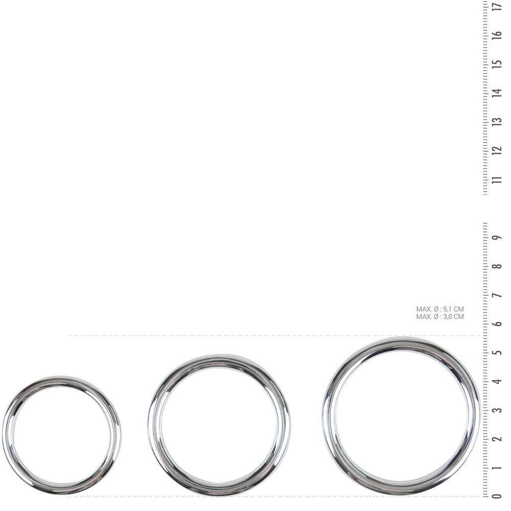 Набор металлических эрекционных колец Sinner Gear Unbendable - Cock/Ball Ring & Glans Ring Set SO4584 фото