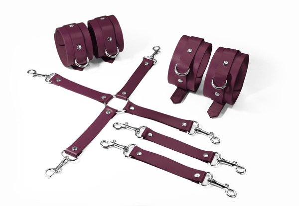 Набір Feral Feelings BDSM Kit 3, наручники, поножі, конектор SO8271-SO-T фото