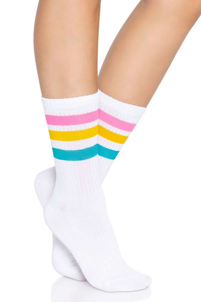 Носки женские в полоску Leg Avenue Pride crew socks Pansexual, 37–43 размер Белые