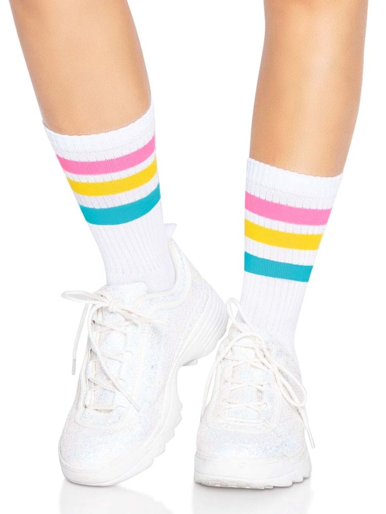 Шкарпетки жіночі в смужку Leg Avenue Pride crew socks Pansexual, 37–43 розмір Білі