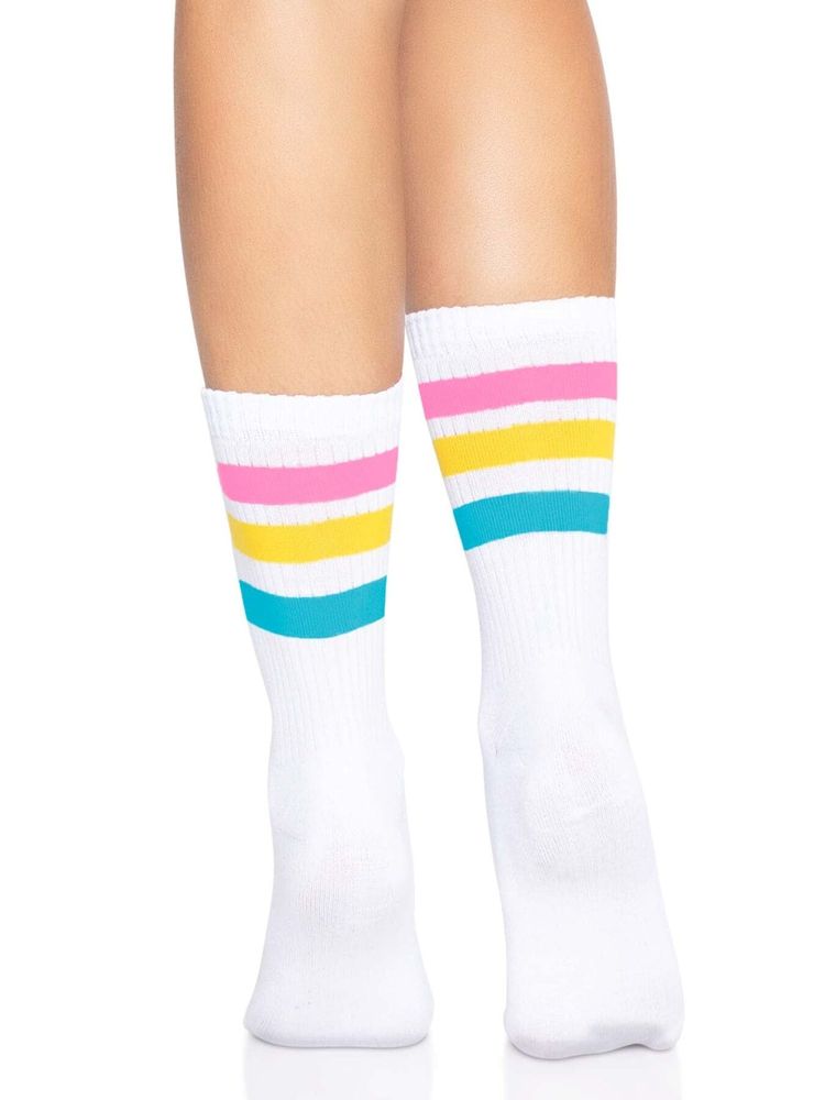 Носки женские в полоску Leg Avenue Pride crew socks Pansexual, 37–43 размер Белые