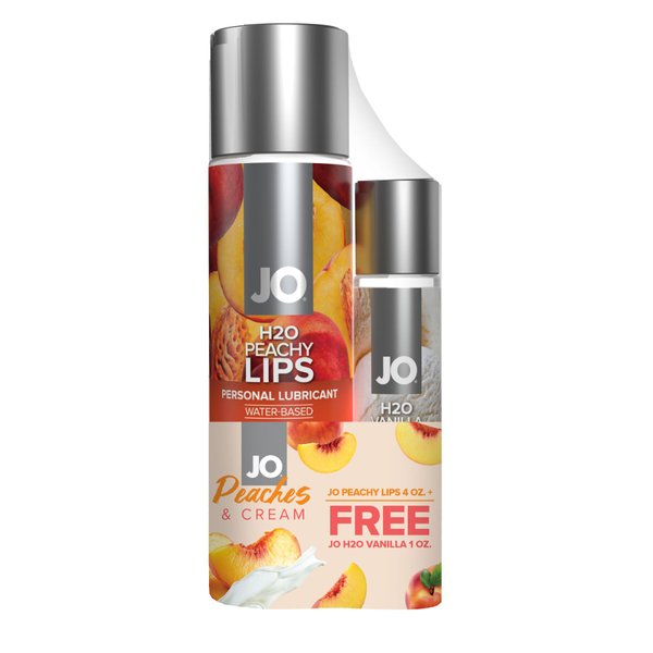 Комплект вкусовых лубрикантов System JO GWP — Peaches & Cream — Peachy Lips 120 мл & H2O Vanilla 30 SO6771 фото