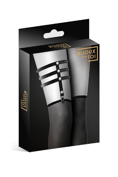 Сексуальна підв'язка-гартер на ногу з екошкіри Bijoux Pour Toi - 3 THONGS SO2219-SO-T фото